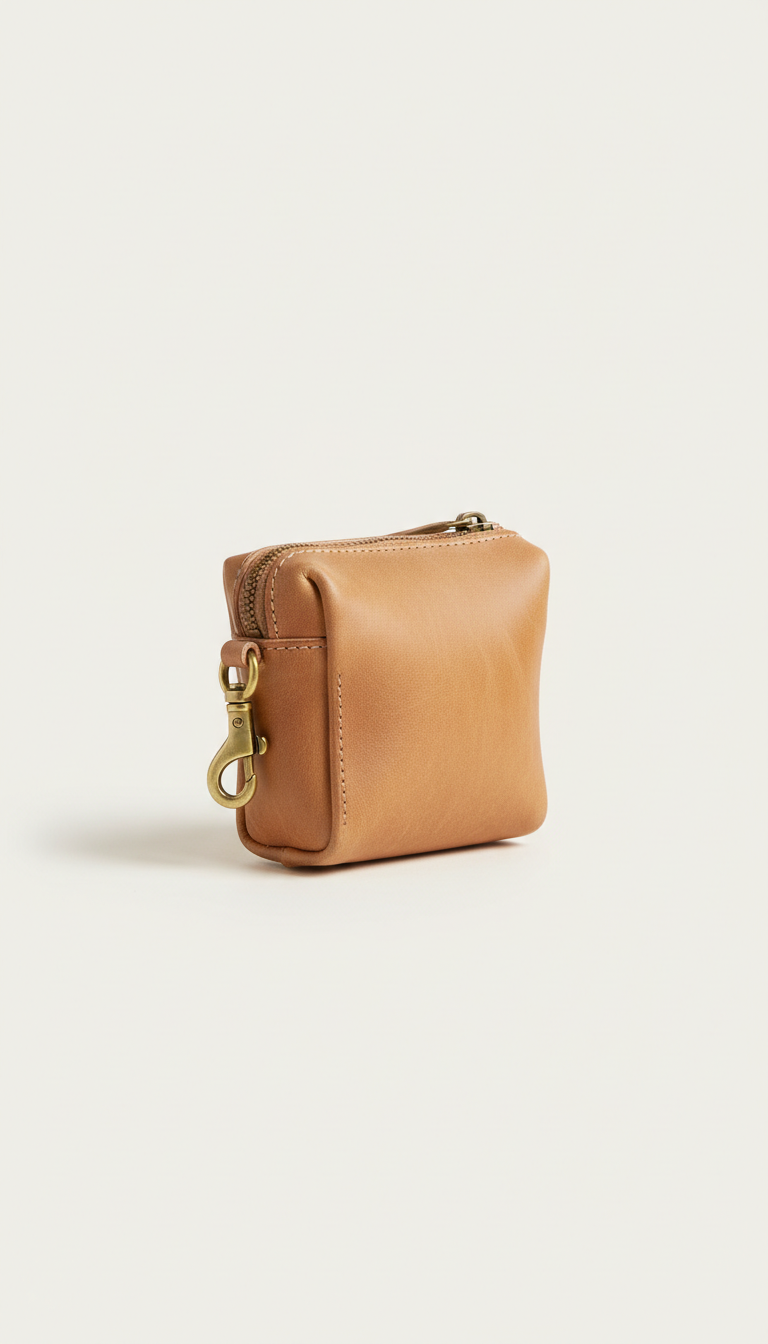 Sandstone Leather Travel Treat Pouch