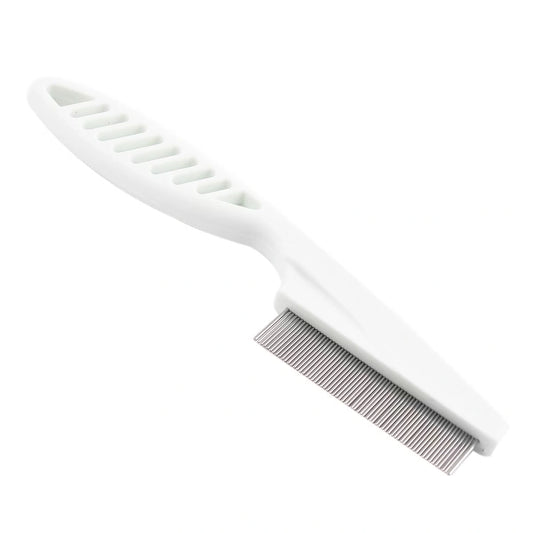 Unique Bargains Dog Grooming Rake Comb with Metal Teeth - White